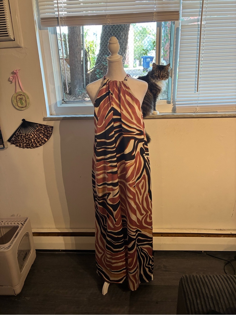 Petal & Pup Brown and Black Abstract Halter Maxi Dress